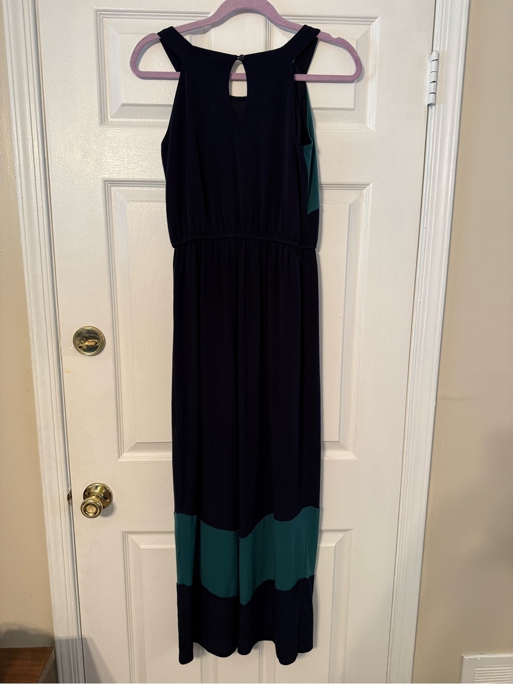 Enfocus Studio Teal and Black Colorblock Sleeveless Maxi Dress - Picture 4 of 6
